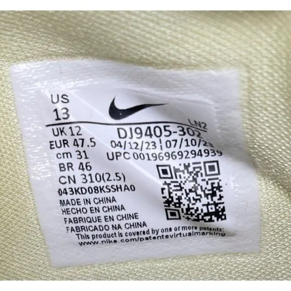 Nike Air Zoom Men's Yellow Sneakers / Shoes Size 13 SKU 5822