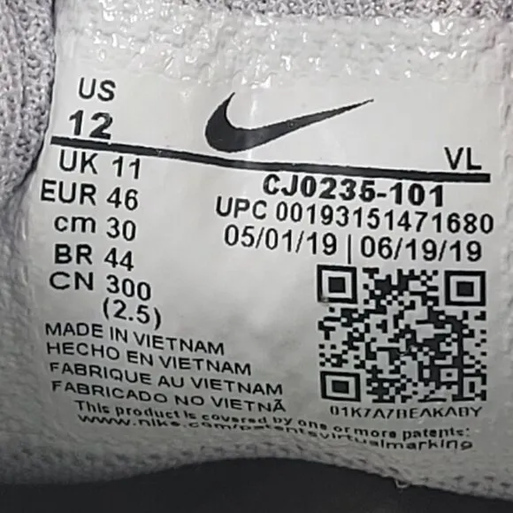 Nike Alpha Huarache 7 Pro TF Lax Men's White Gray Shoes CJ0235-101 US Sz 12 NWB