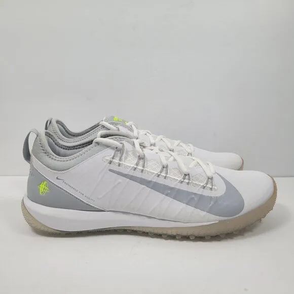 Nike Alpha Huarache 7 Pro TF Lax Men's White Gray Shoes CJ0235-101 US Sz 12 NWB