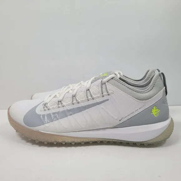 Nike Alpha Huarache 7 Pro TF Lax Men's White Gray Shoes CJ0235-101 US Sz 12 NWB
