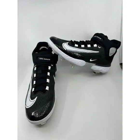 Nike Alpha Huarache Elite 4 Mid Baseball Cleats Black DJ6520-011 Men’s Size 12