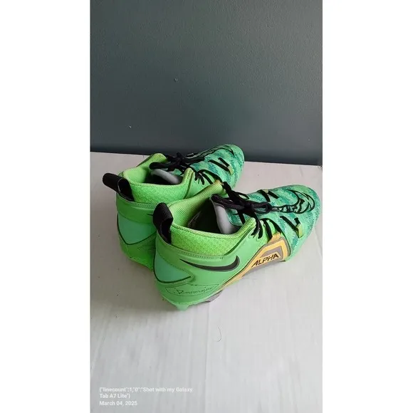 Nike Alpha Menace Pro 3 Football Cleats Green Molded Studs Athletic Shoes