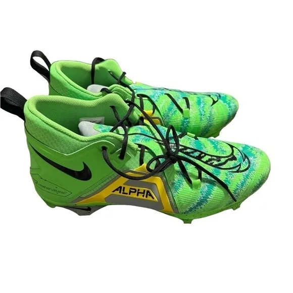 Nike Alpha Mens Green Lace Up Low Top Athletic Football Cleats Size 16