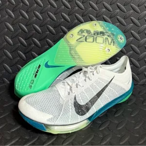 Nike Athletic Track Field Spikes Shoes White Teal Blue Mens Womens Sizes