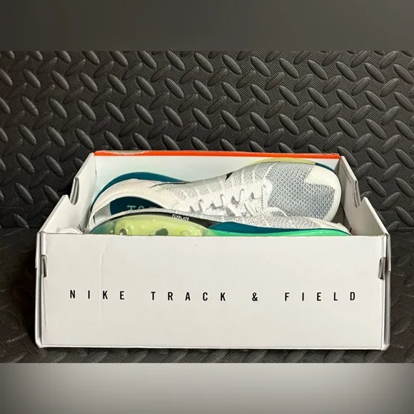 Nike Athletic Track Field Spikes Shoes White Teal Blue Mens Womens Sizes