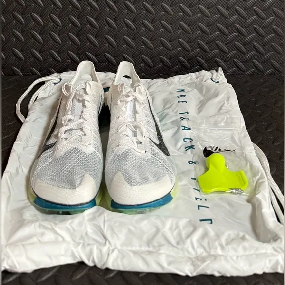 Nike Athletic Track Field Spikes Shoes White Teal Blue Mens Womens Sizes
