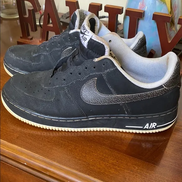 Nike Black on Black Air Force 1 Athletic Shoes Suede