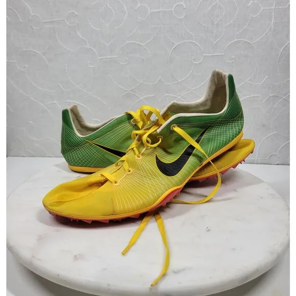 Nike Bowerman Zoom Victory Shoes Mens 11.5 Yellow Green Ultra Lite Track Field