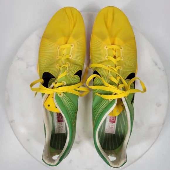 Nike Bowerman Zoom Victory Shoes Mens 11.5 Yellow Green Ultra Lite Track Field