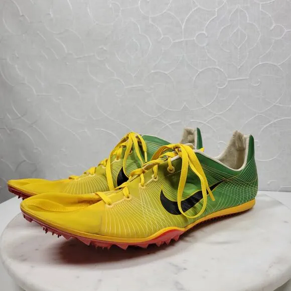 Nike Bowerman Zoom Victory Shoes Mens 11.5 Yellow Green Ultra Lite Track Field