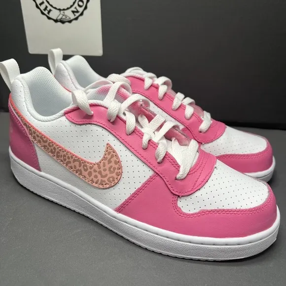 Nike Court Borough Hot Pink Coral Stardust Swoosh 845104-101 Women Size 8.5 NEW