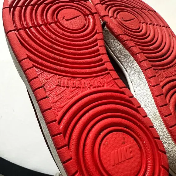 Nike Court Borough Low 2 Red &amp; Black Shoes Sz Y 3.5