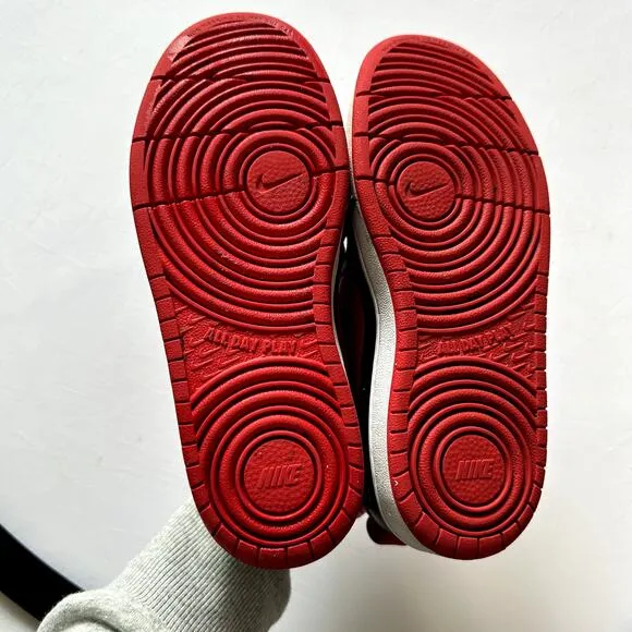 Nike Court Borough Low 2 Red &amp; Black Shoes Sz Y 3.5