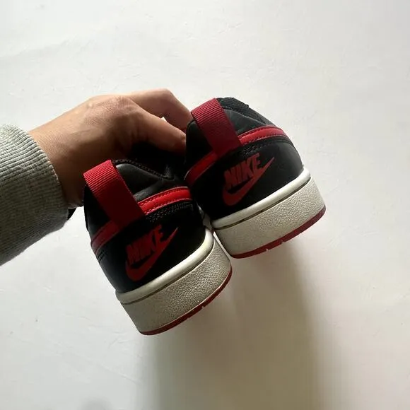 Nike Court Borough Low 2 Red &amp; Black Shoes Sz Y 3.5