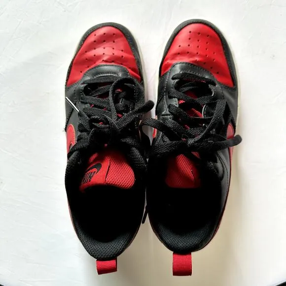 Nike Court Borough Low 2 Red &amp; Black Shoes Sz Y 3.5