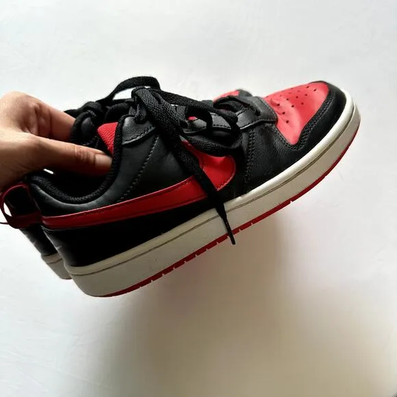 Nike Court Borough Low 2 Red &amp; Black Shoes Sz Y 3.5
