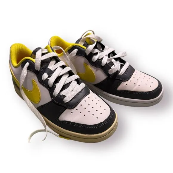 Nike Court Borough Low 2 Sneakers Gray‎ White and Yellow Smiley Size 4Y