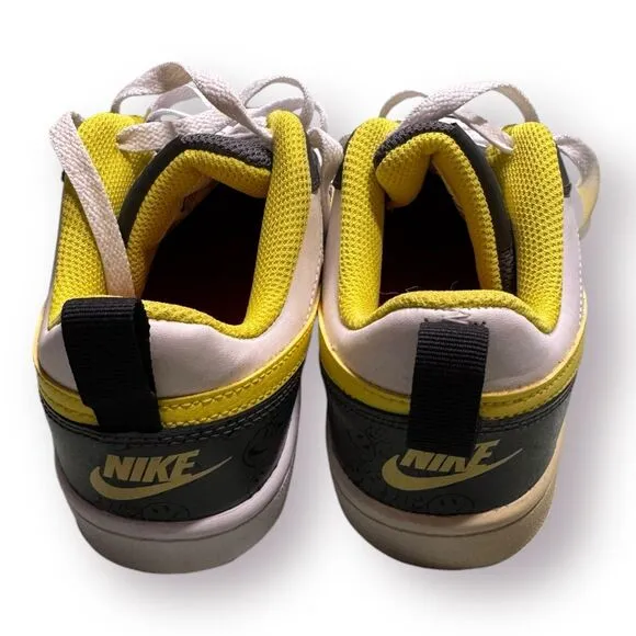 Nike Court Borough Low 2 Sneakers Gray‎ White and Yellow Smiley Size 4Y