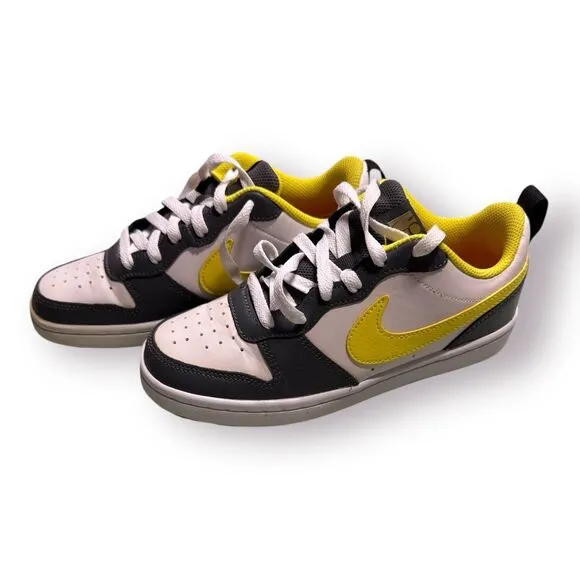 Nike Court Borough Low 2 Sneakers Gray‎ White and Yellow Smiley Size 4Y