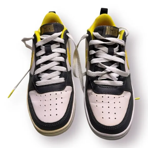 Nike Court Borough Low 2 Sneakers Gray‎ White and Yellow Smiley Size 4Y