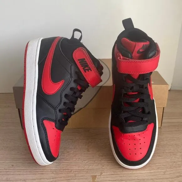 Nike Court Borough Mid 2 Red/Black Sneakers - SZ 5 Y- 6.5 W