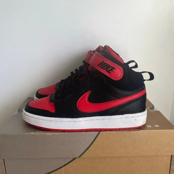 Nike Court Borough Mid 2 Red/Black Sneakers - SZ 5 Y- 6.5 W