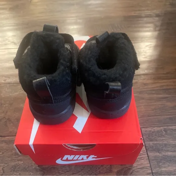 NIKE Court Borough Mid 2 TD Black Toddlers Shoes Size 6c CQ4027 001 New In Box