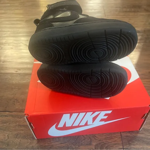 NIKE Court Borough Mid 2 TD Black Toddlers Shoes Size 9c CQ4027 001 New In Box