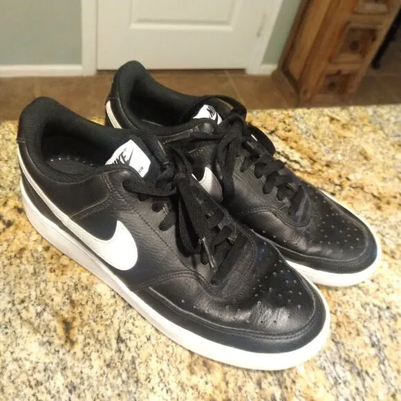 Nike Court Vision Low Black/White Leather Shoes Sneaker Men's Size 9 CD5463-001