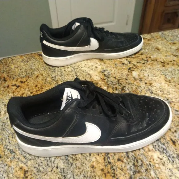 Nike Court Vision Low Black/White Leather Shoes Sneaker Men's Size 9 CD5463-001