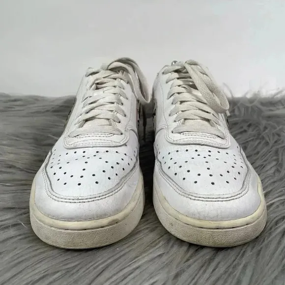 Nike Court Vision Low Leopard Swoosh Womens Size 8 White Sneakers