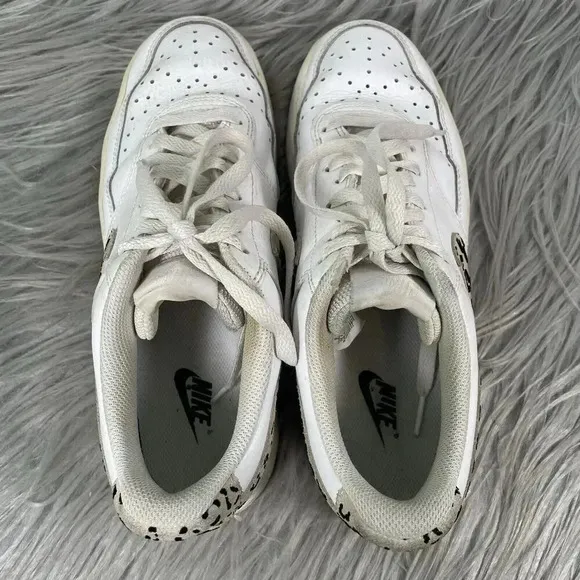 Nike Court Vision Low Leopard Swoosh Womens Size 8 White Sneakers