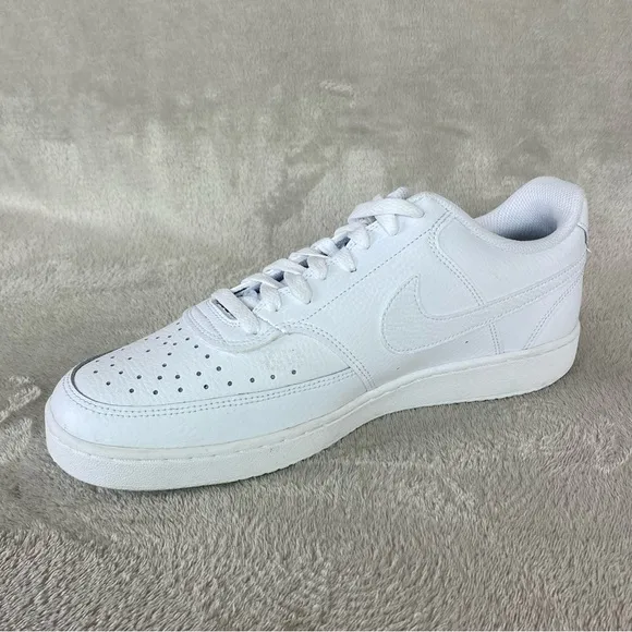 Nike Court Vision Low Men's Sneakers Shoes Size 10.5 Triple White Leather NEW