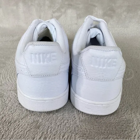 Nike Court Vision Low Men's Sneakers Shoes Size 10.5 Triple White Leather NEW