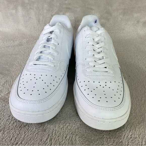 Nike Court Vision Low Men's Sneakers Shoes Size 10.5 Triple White Leather NEW