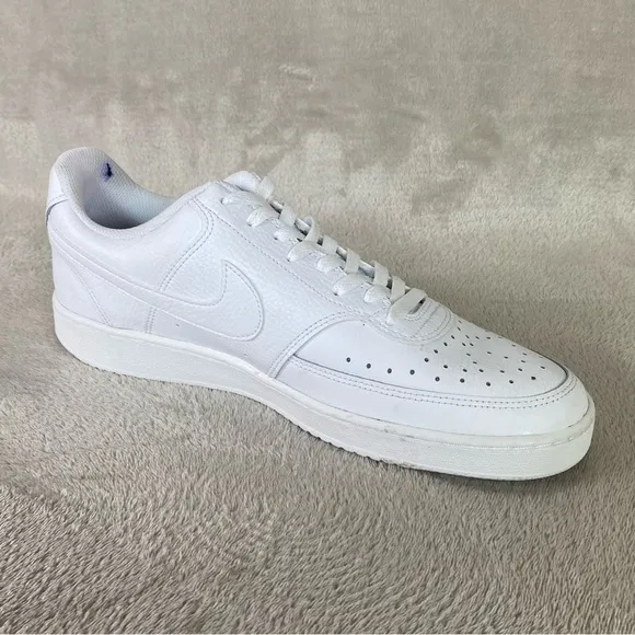 Nike Court Vision Low Men's Sneakers Shoes Size 10.5 Triple White Leather NEW