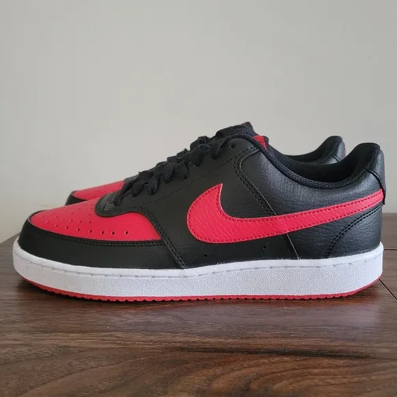 Nike Court Vision Low Next Nature Bred Shoes Mens Size 8 Red Black FJ0685-010