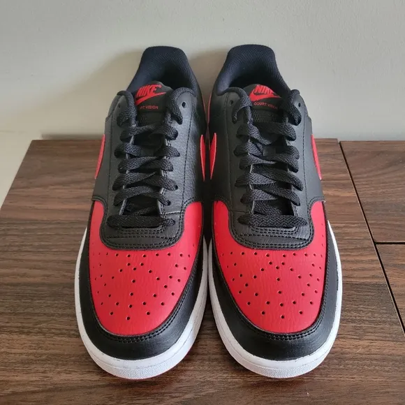 Nike Court Vision Low Next Nature Bred Shoes Mens Size 8 Red Black FJ0685-010
