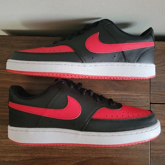 Nike Court Vision Low Next Nature Bred Shoes Mens Size 8 Red Black FJ0685-010
