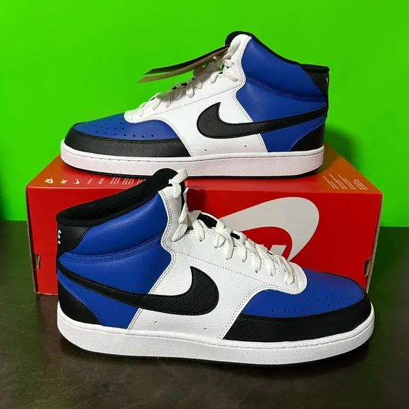 Nike Court Vision Mid Next Nature AF Shoes White Blue FQ8740-480 Mens - Size 13