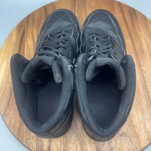 Nike Court Vision Mid Shoes Mens Size 12 Triple Black Leather Basketball Sneaker