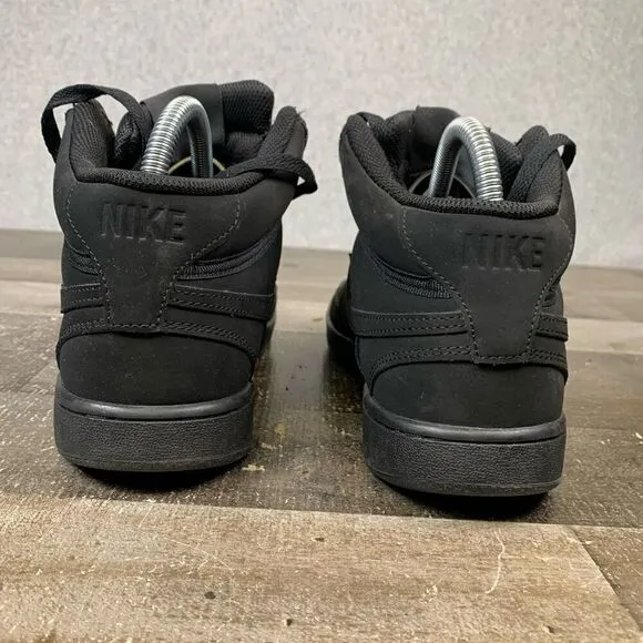 Nike Court Vision Mid Mens Size 7 Triple Black Sneakers Shoes CU6620-001