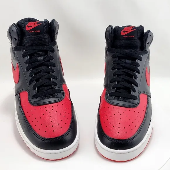 NIKE COURT VISION - Sneakers, mid, black/red, size 11