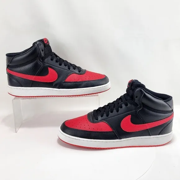 NIKE COURT VISION - Sneakers, mid, black/red, size 11
