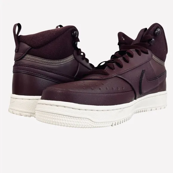 Nike Court Vision Winter Burgundy Mid Top Sneakers DR7882-600 Mens Size 9