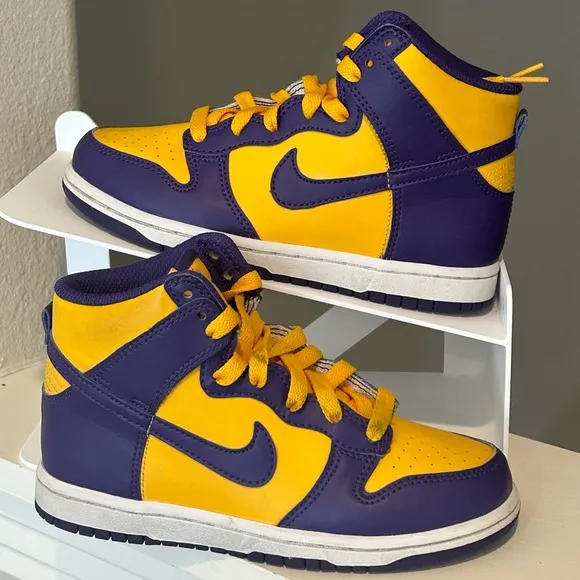 Nike Dunk High GS Lakers Court Kids Shoes 13C Purple Gold Sneakers DZ4455-500