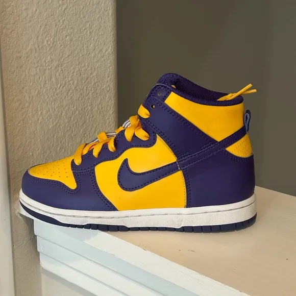 Nike Dunk High GS Lakers Court Kids Shoes 13C Purple Gold Sneakers DZ4455-500