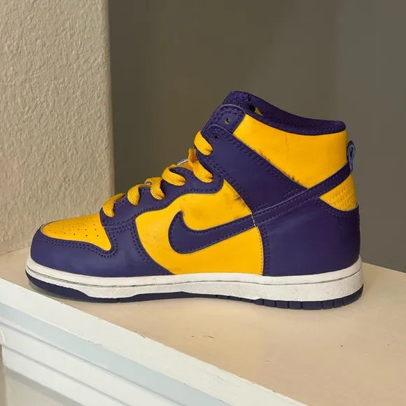 Nike Dunk High GS Lakers Court Kids Shoes 13C Purple Gold Sneakers DZ4455-500