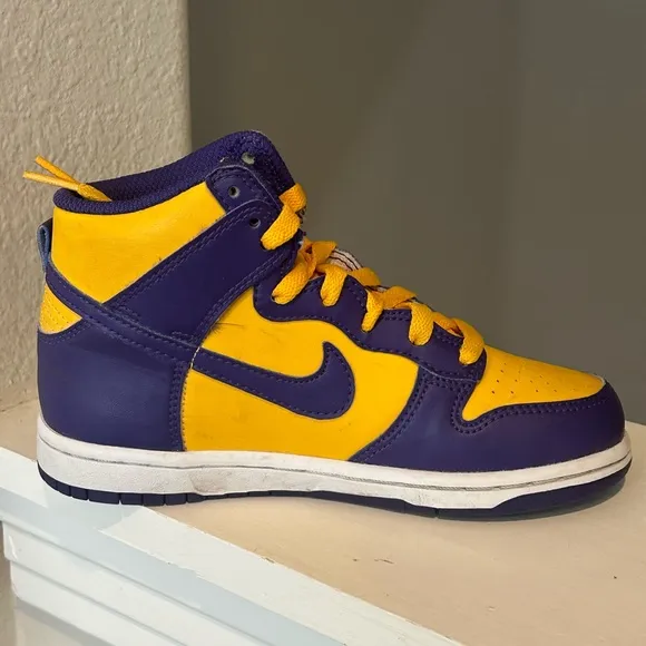 Nike Dunk High GS Lakers Court Kids Shoes 13C Purple Gold Sneakers DZ4455-500