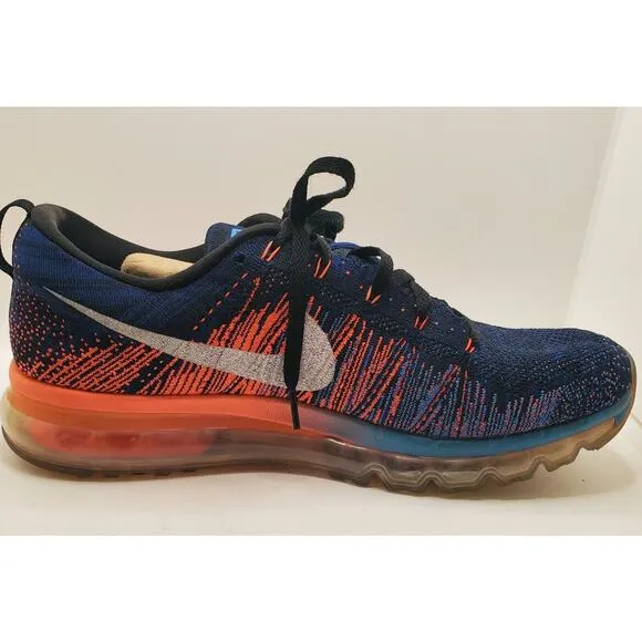 Nike Flyknit Max Blue Glow Bright Mango Mens Size 12 620469-008 Running Shoes